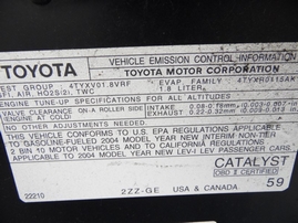 2004 TOYOTA CELICA GTS BLACK 1.8L AT Z17672